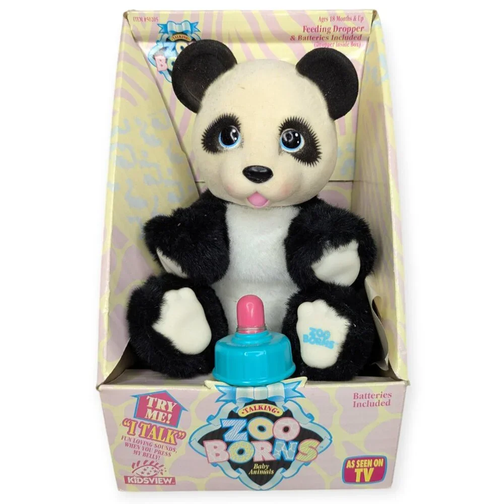 Vntg 1994 Zoo Borns by Ed Kaplan Associates Talking Panda Plush w/Original Box